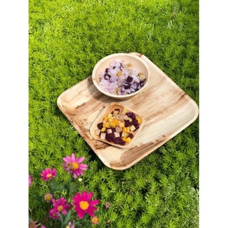Dĩa vuông mo cau DV15/ Set 10 cái/tea break/chén đĩa mo cau dùng 1 lần tiện lợi, thân thiện môi trường/ mo cau xứ Tiên