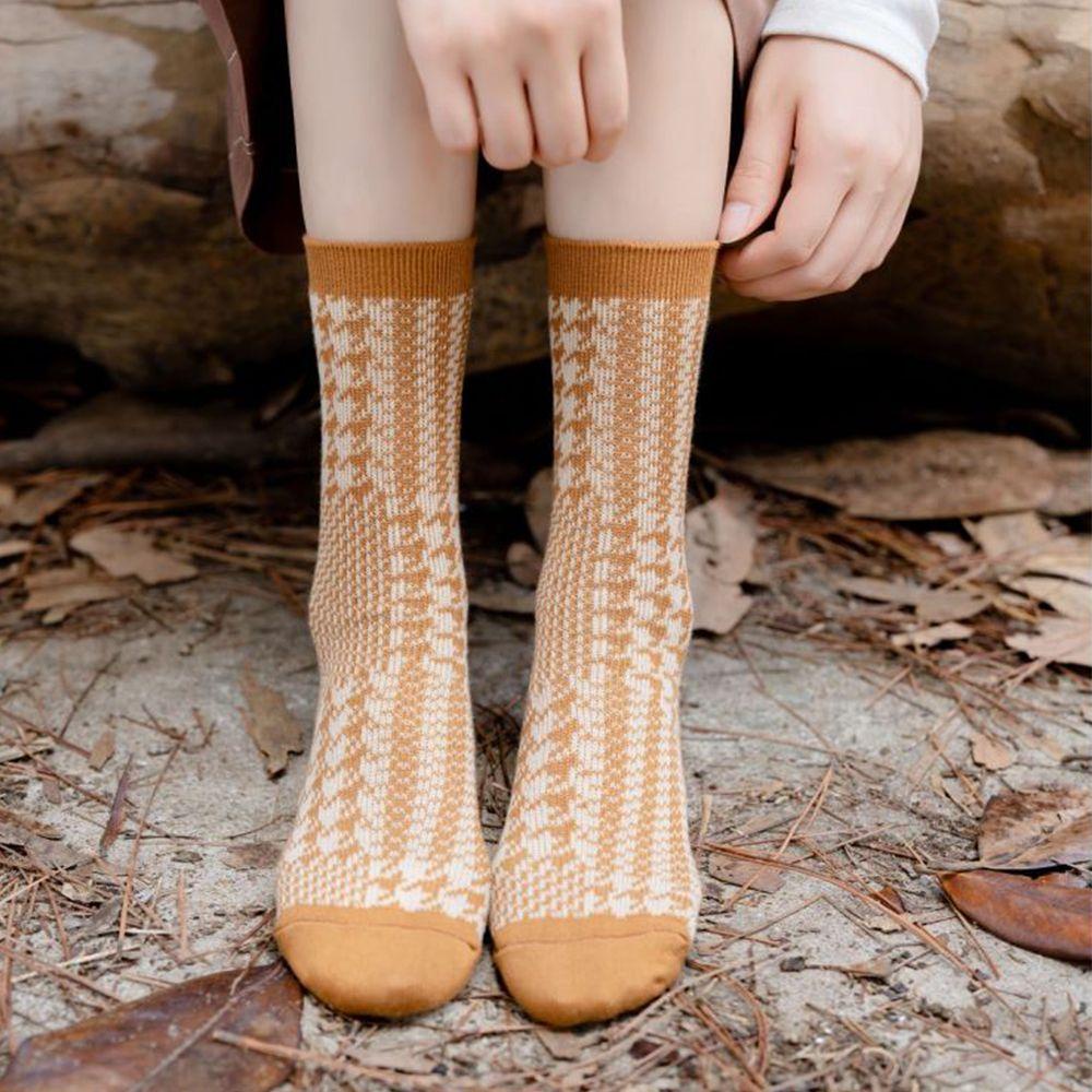 Somedayzl Đôi Vớ Thoáng Khí Họa Tiết Houndstooth Màu Trơn Phong Cách Hàn Quốc Ngọt Ngào Thời Trang Dành Cho Nữ