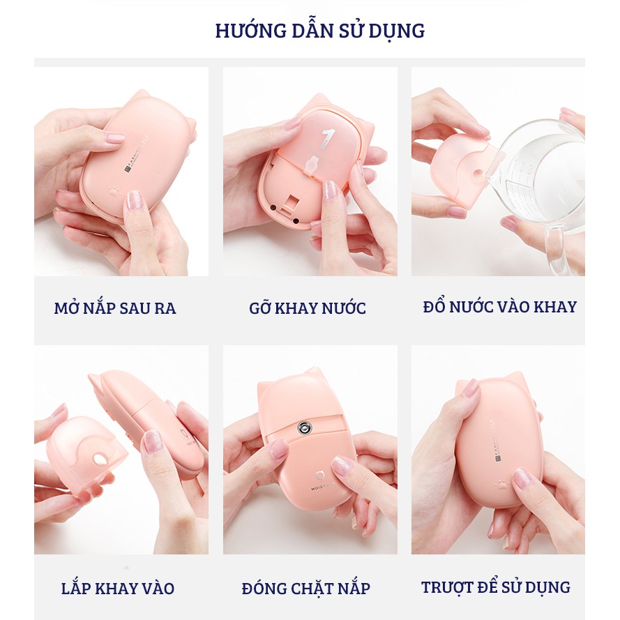 Bình xịt khoáng phun sương mini cầm tay bổ sung dưỡng ẩm làm đẹp da Jisulife BS01, máy xit khoáng nước hoa hồng