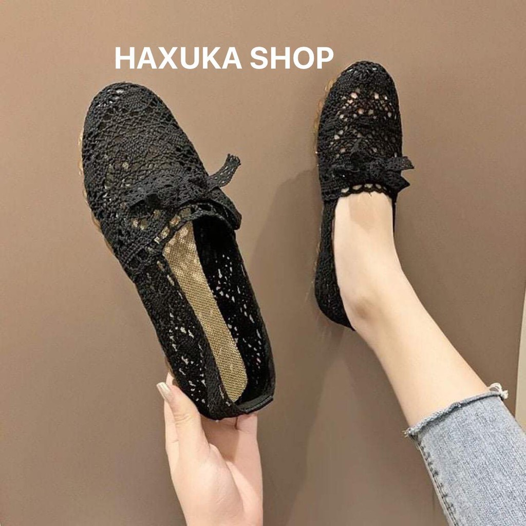 (Sẵn) Giày búp bê nữ ren lưới dễ đi dễ phối đồ hai màu Be và màu Đen | BigBuy360 - bigbuy360.vn