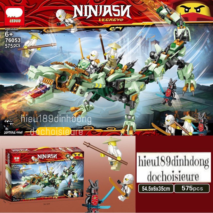 Lắp ráp xếp hình not Lego ninjago leduo 76053 : Rồng xanh huyền thoại của sư phụ wu 575 mảnh