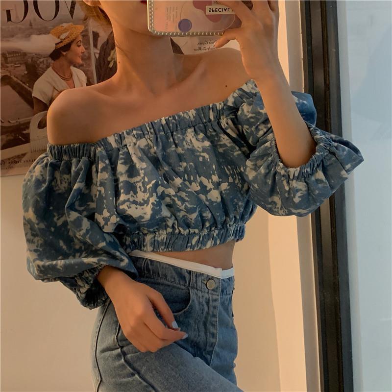 Áo Croptop Tay Dài Phong Cách Vintage Hàn Quốc