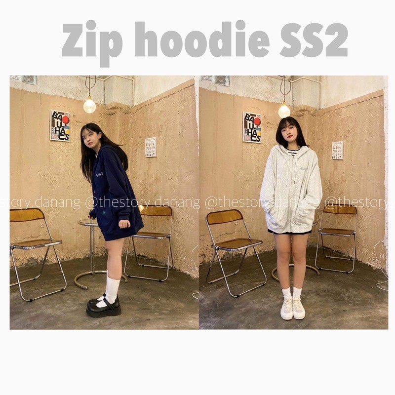 [STORY MADE] [STR] Áo Zip Hoodie SS2 oversize unisex thêu logo A1053