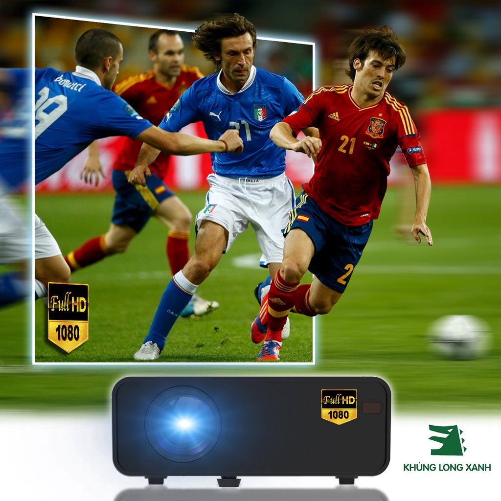 Máy chiếu KHỦNG LONG XANH T1080 hỗ trợ hd+,kết nối không dây với latop,hdmi, vga, av, tivibox, điện thoại...