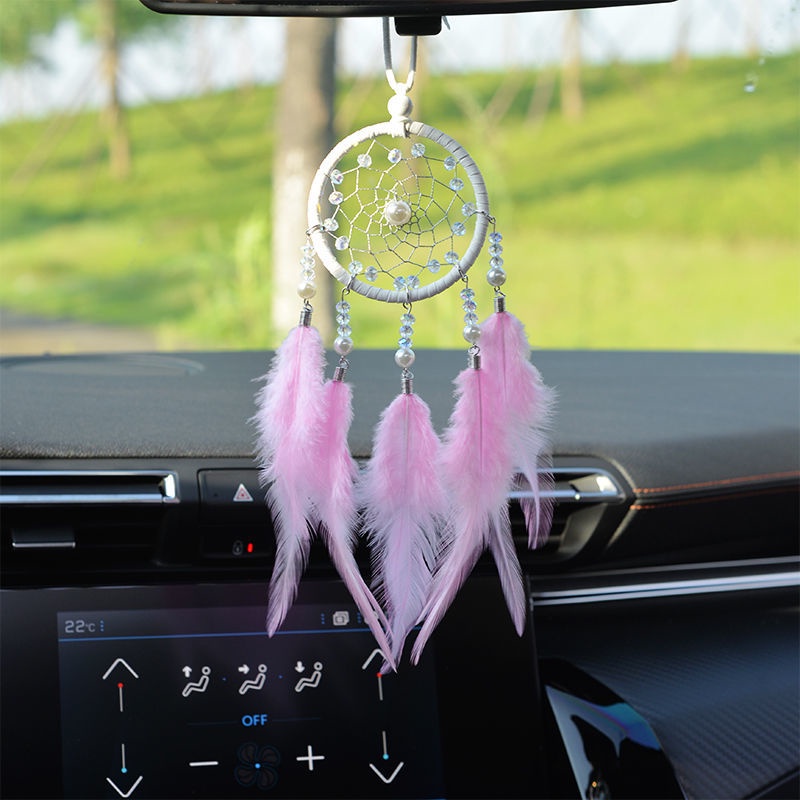 Lưới Giấc Mơ Lông Vũ Treo Trang Trí Xe Hơi
