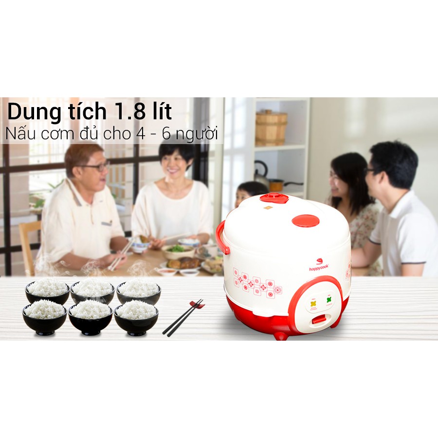 Nồi cơm điện Happycook 1.8 lít HC-180A Đỏ - Hàng trưng bày