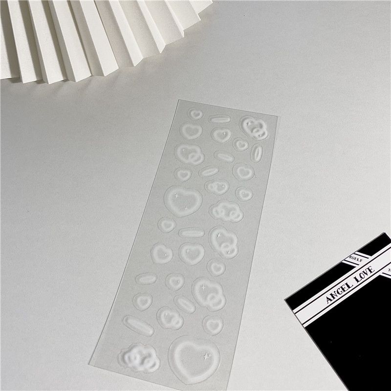 Miếng dán trong suốt hình trái tim dễ thương trang trí tiện dụng