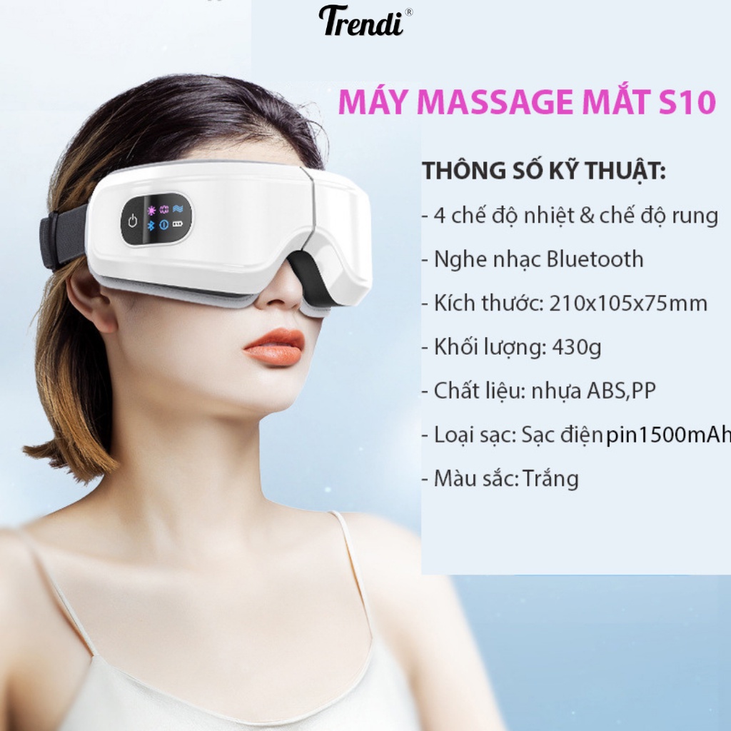 Máy massage Mắt SHUSEN S10 Mát xa Mắt NHIỆT RUNG NHẠC 6 chế độ giảm mỏi và quần thâm