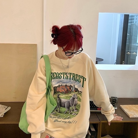 Áo Nỉ Nữ Dài Tay Cổ Tròn Thời Trang Hàn