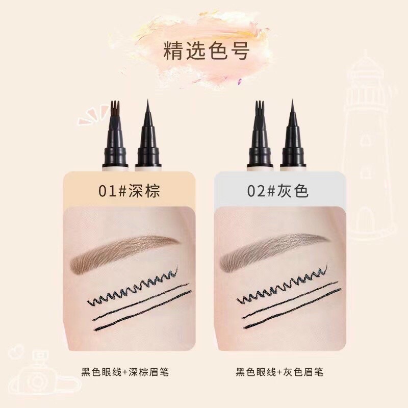Chì kẻ chân mày phẩy sợi 2in1 Wodwod 917 tích hợp eyeliner siêu tiện lợi
