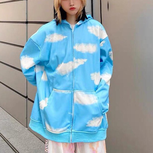 Áo Khoác Hoodie Zip 3D Oversize Ulzzang Unisex Loang Bầu Trời Dáng Rộng - MM