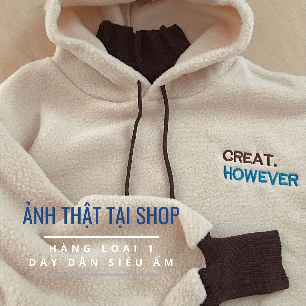 Áo hoodie nữ  lông cừu nỉ bông siêu kute dáng rộng thời trang mùa đông | BigBuy360 - bigbuy360.vn