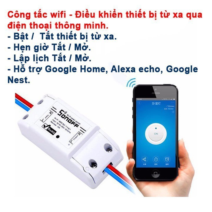 Thiết Bị Bật Tắt Điểu Khiển Điện Thông Minh Qua Wifi Sonoff Basic