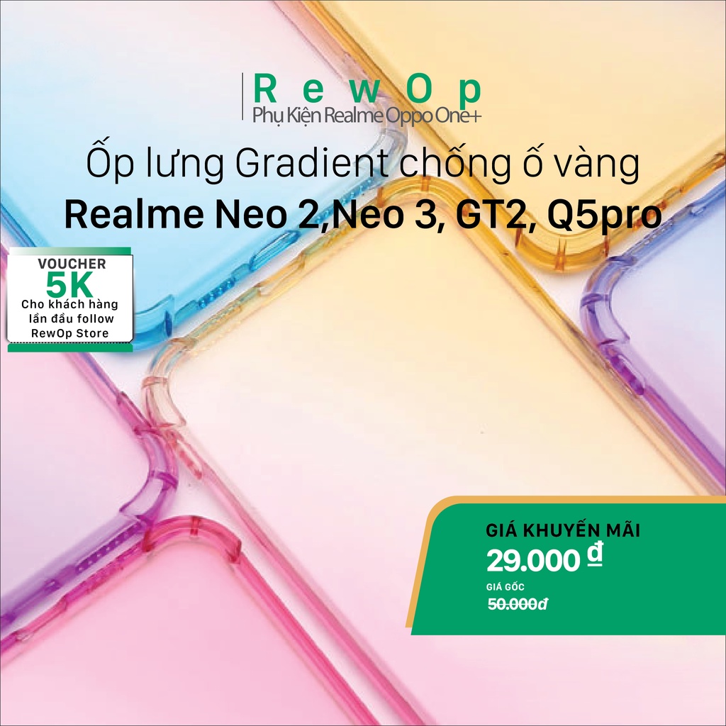 Ốp lưng dẻo Realme GT NEO 2, Realme GT NEO 3, GT2, NEO3T, Q5 PRO - Gradient Chuyển màu ,Chống ố vàng.
