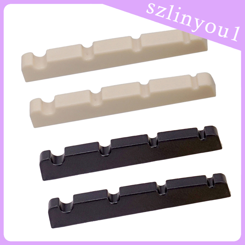 New Arrival 2pcs Electric Bass Slotted Curved Nut 4 String Guitar Parts Beige Color