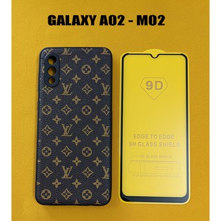 Bộ ốp lưng dẻo in sần LV dán cường lực phủ màn hình Samsung Galaxy A02 M02