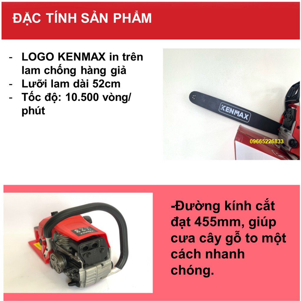 Máy cưa xích xăng Kenmax ⚡️ Công suất 2100W ⚡️ FREE SHIP TOÀN QUỐC ⚡️ THƯƠNG HIỆU NHẬT BẢN ⚡️ BẢO HÀNH TOÀN QUỐC