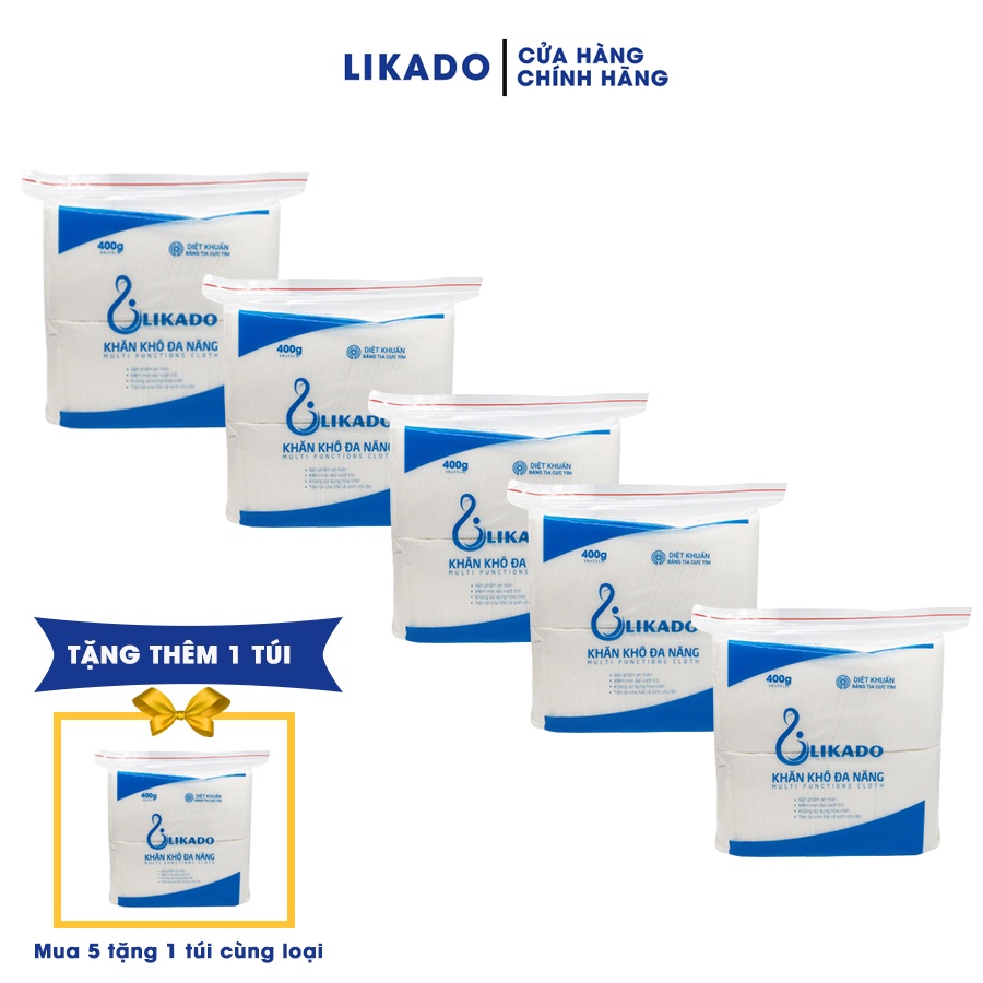 Khăn giấy khô đa năng cho bé Likado 400g kích thước (20x22) (mua 5 tặng 1)