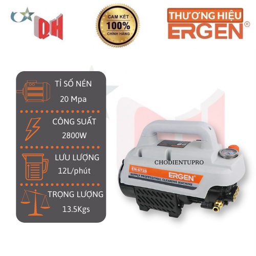 Máy Bơm Xịt Rửa Xe Áp Lực Cao 2800W ERGEN EN 6728  - HÀNG CHÍNH HÃNG