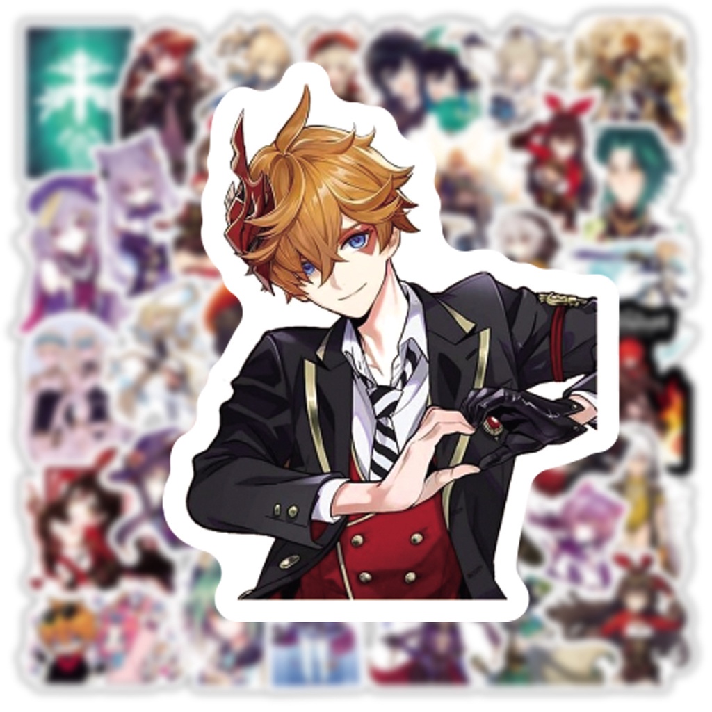 Bộ 50 / 100 cái nhãn dán trang trí laptop vali đàn guitar in hình game Genshin