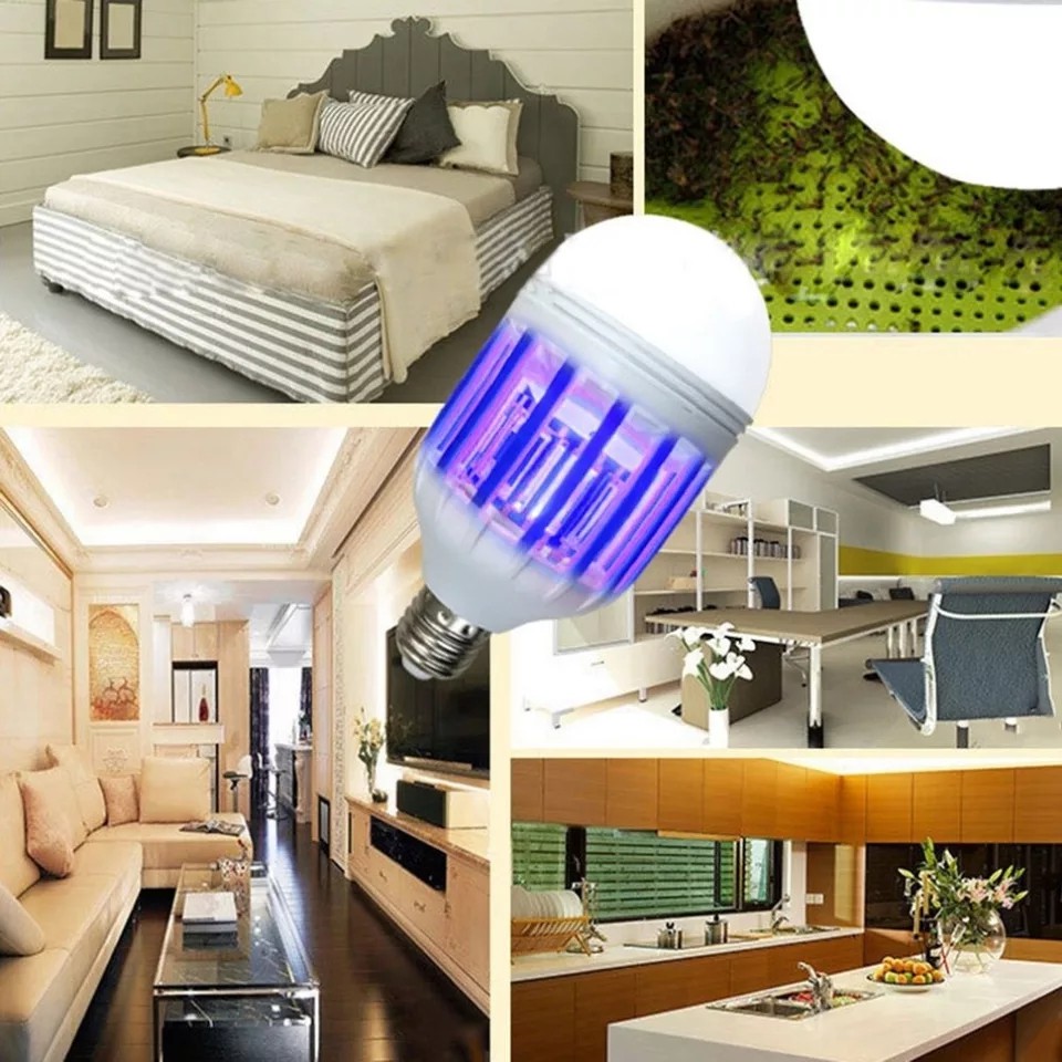 Bóng chân xoáy E27 2 chế độ sáng và bắt muỗi  lợi ích gấp 3