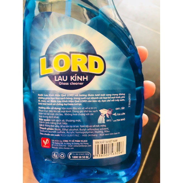 Nước lau kính Lord 580ml vệ sinh bề chống bám vân tay dùng cho nhà hàng, khách sạn, phòng tập