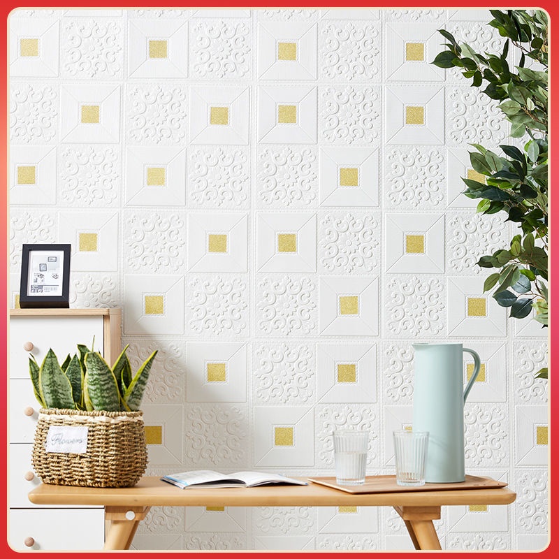 Giấy Dán Tường Họa Tiết Gạch 3D Tự Dính Chống Nước Kích Thước 70X500Cm Phong Cách Retro