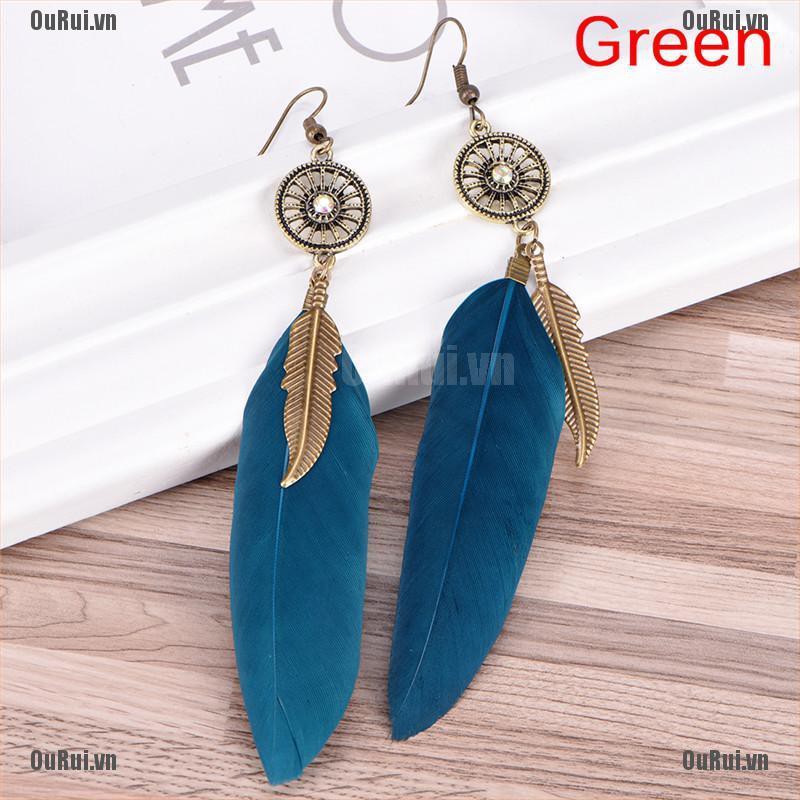 Bông Tai Lông Vũ Tua Rua Thời Trang