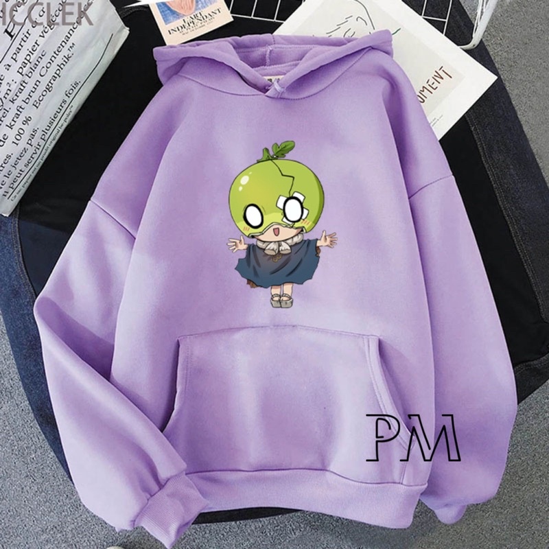 Áo hoodie cô bé mặc váy đầu quả xanh PM13