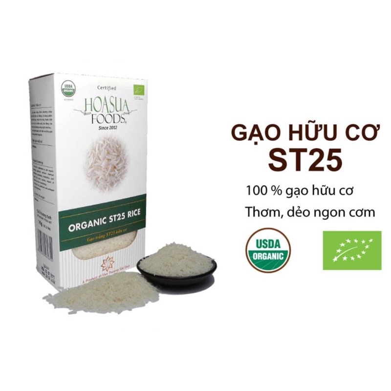 Gạo ST25 hữu cơ Hoa Sữa Foods hộp 1kg