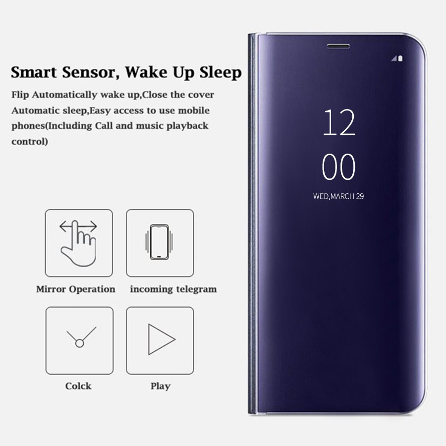 Bao da điện thoại nắp lật gương mạ điện kèm giá đỡ cho Samsung Galaxy Note 10 Plus Pro A90 (5G) A10S A20S A10 A20 A30