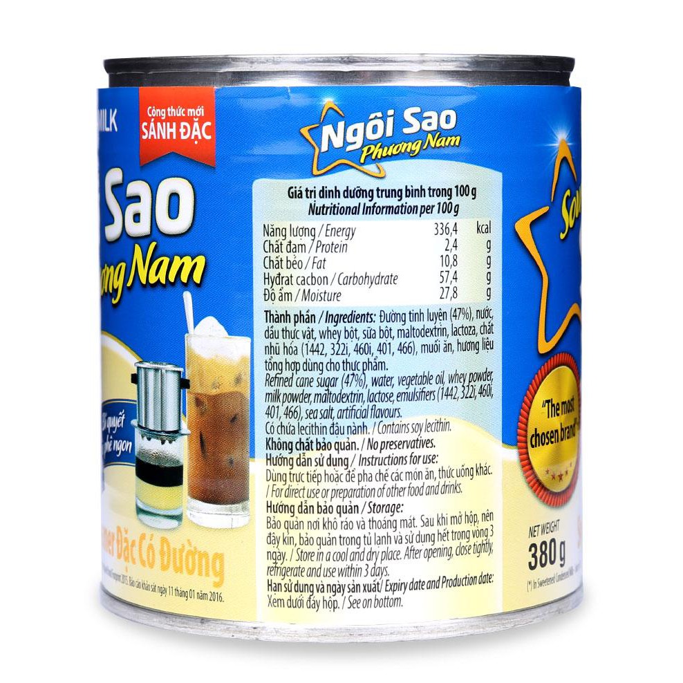 Combo 2 Sữa đặc Ngoi Sao Phương Nam Xanh Dương Lon 380g Giảm Chỉ Con 39 400 đ