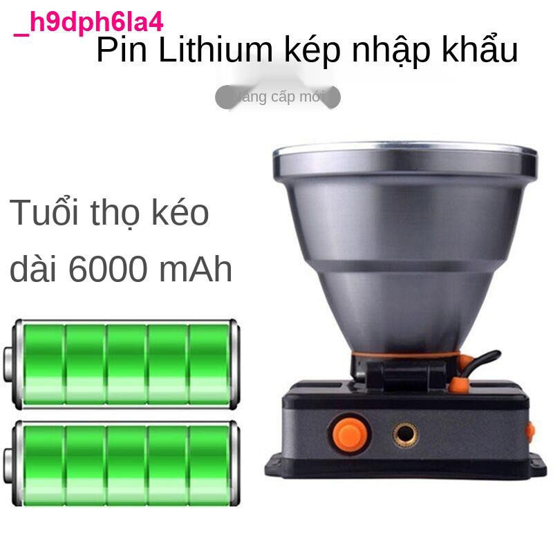 Đèn pinĐèn pha LED siêu sáng có thể sạc lại ngoài trời xenon pin lithium ánh mạnh của thợ mỏ mũ đội đầu câu cá