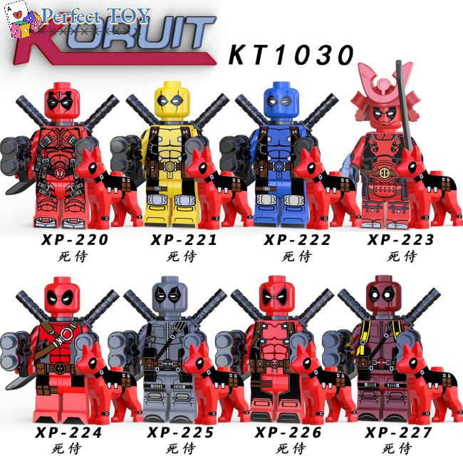 PS Red Color Deadpool with Dog Lego Compatible Minifigures DC Figurines Building Blocks Super Heroes Bricks Models Gifts