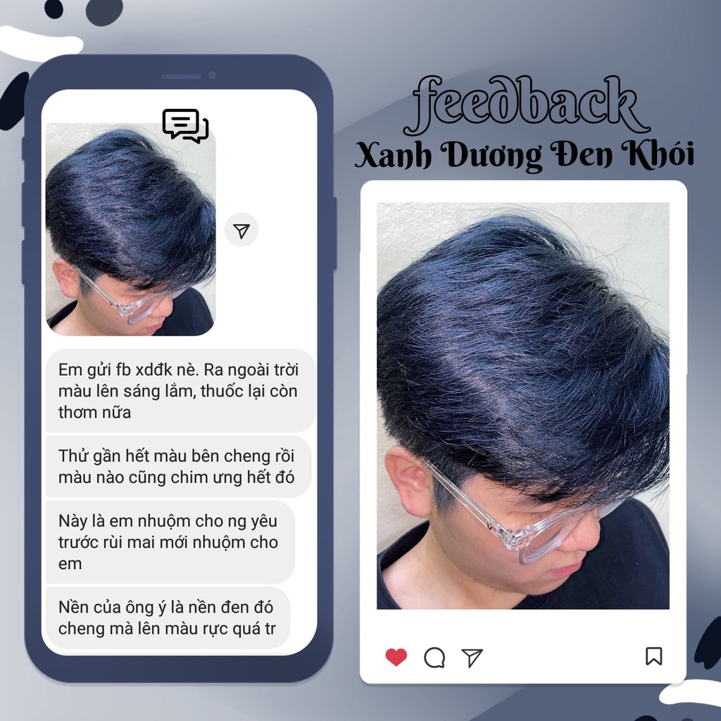 Thuốc Nhuộm Tóc Màu XANH DƯƠNG ĐEN KHÓI Nam Không Tẩy | Chenglovehair, Chenglovehairs