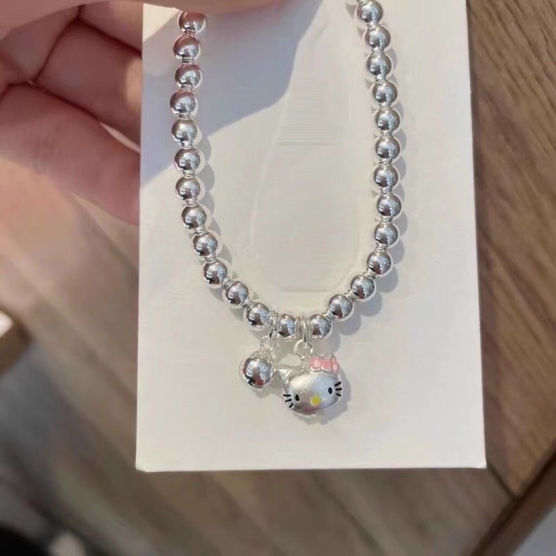 Vòng cổ trẻ em bi 3 li loại đẹp mặt gấu đỏ, thiên thần hồng bạc chuẩn đẹp