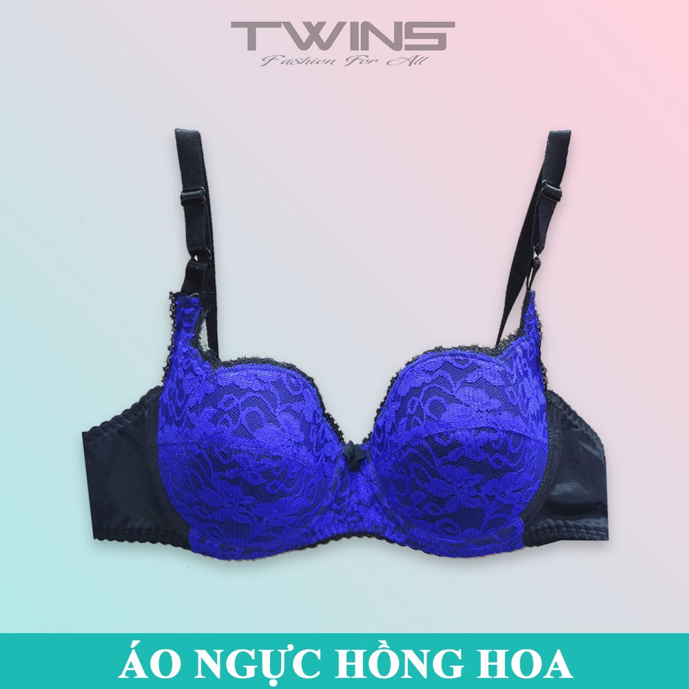 Áo ngực nữ ren nâng ngực Hồng Hoa có gọng mút vừa cúp xéo nguyên ngực bigsize