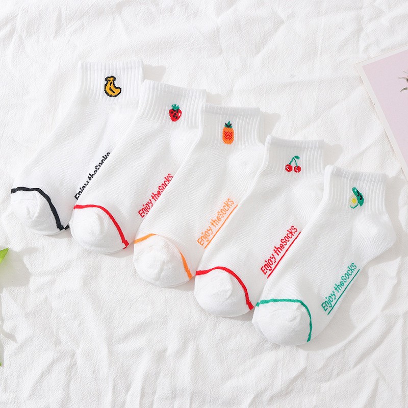 Tất nữ nam cổ ngắn cute trắng trái cây , vớ nam nữ cao cổ ngắn phong cách Vintage hàn quốc giống tất nike chống hôi chân