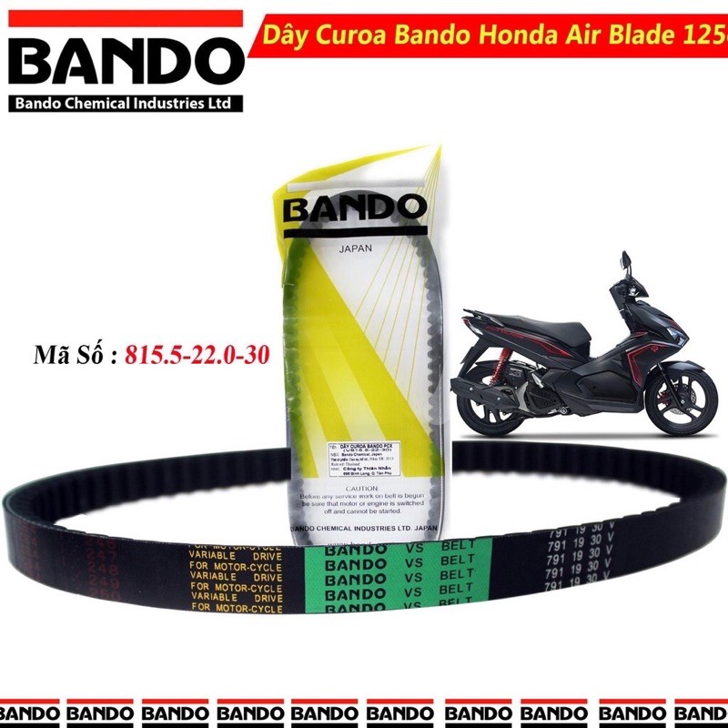 Freeship Dây curoa Ab 125 / SH mode / Vario / Lead 125 hiệu Bando Bảo hành 1 đổi 1