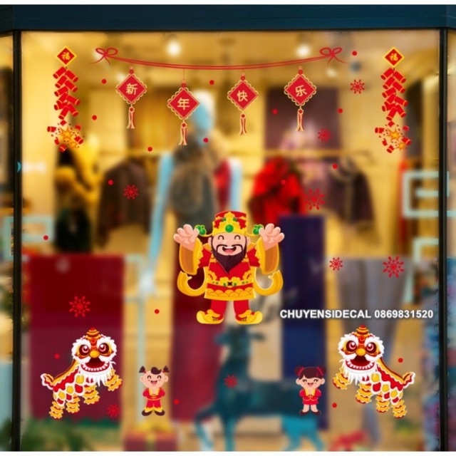 Decal dán Tết - Thần Tài Mới Chúc Xuân