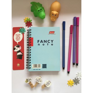 Sổ lò xo Fancy A6 bìa xanh da trời đẹp khỏi chê- ruột  giấy nhiều màu sắc