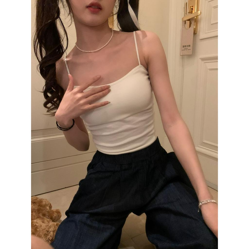 Áo Hai Dây Màu Trơn Có Đệm Ngực Thời Trang Hong Kong Cho Nữ