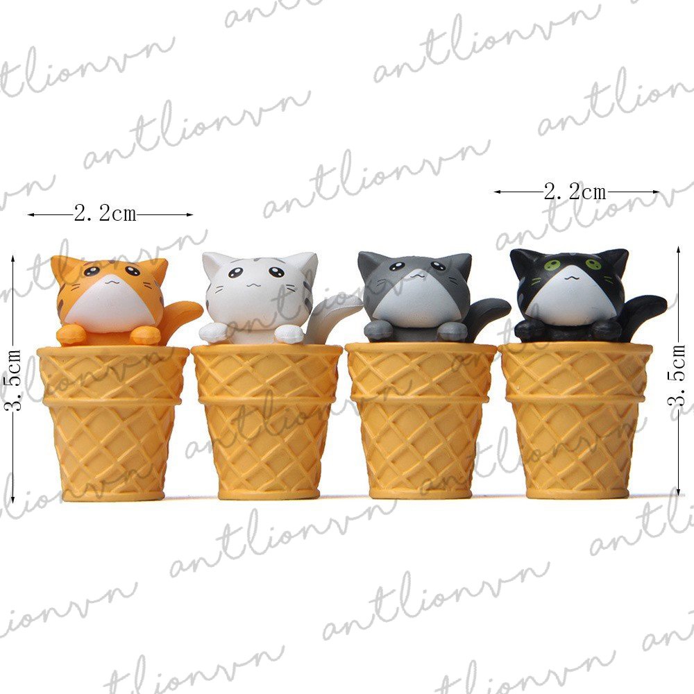 Tượng Hình Mèo Kem Ốc Quyế Dễ Thương  Dùng Để Trang Trí Decor Lionvn