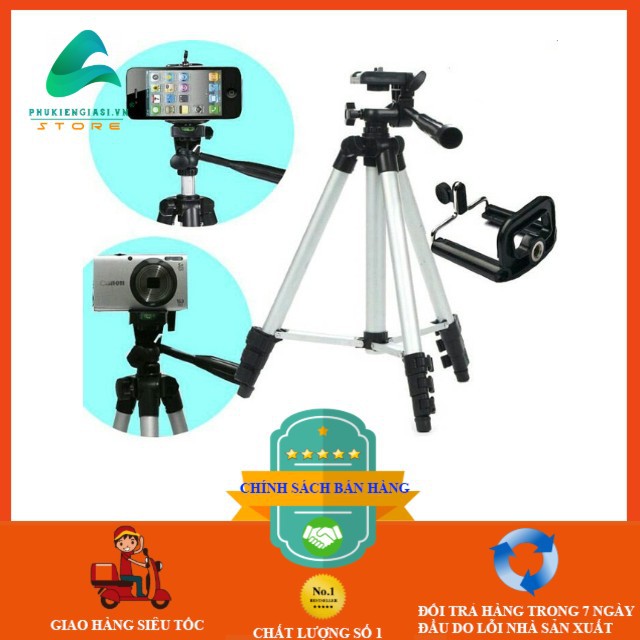 Tripod 3110A, Giá Đỡ 3 Chân Có Kẹp Giữ Điện Thoại,Thước Cân Bằng Cấu Trúc Nhôm Chịu Lực Tặng Túi Vải Đựng