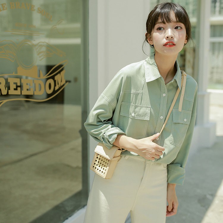 Sơ Mi khoác Hàn Quốc 322 Xanh