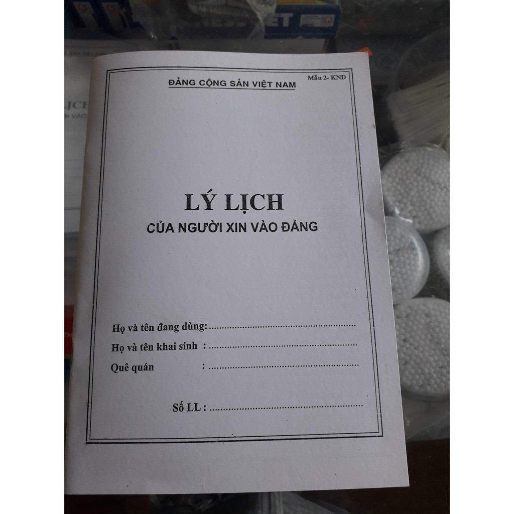 Quyển Lý lịch Đảng viên mẫu 1-HSĐB, Quyển lý lịch của người xin vào đảng mẫu 02-KNĐ chuẩn mẫu, ảnh thật