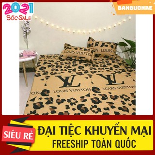 [Free ship-Sale lỗ]Ga trải giường,ga bọc đệm vải mềm mịn,đủ kích thước,LV da báo