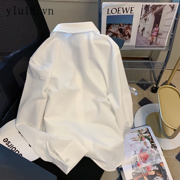 Áo Sơ Mi Trắng Tay Dài Buộc Dây Phong Cách Châu Âu Mẫu Mới 2022 Thời Trang Cho Nữ