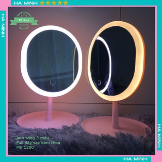 Gương Trang Điểm Để Bàn - Đèn Led [Kèm Sạc]