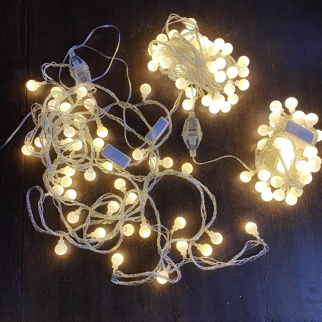 Dây Đèn Led Trang Trí Cherry Ball Dài 9 Mét/ 6 Mét Bóng Tròn Ánh Sáng Vàng Nắng, Trang Trí Quán, Nhà Cửa